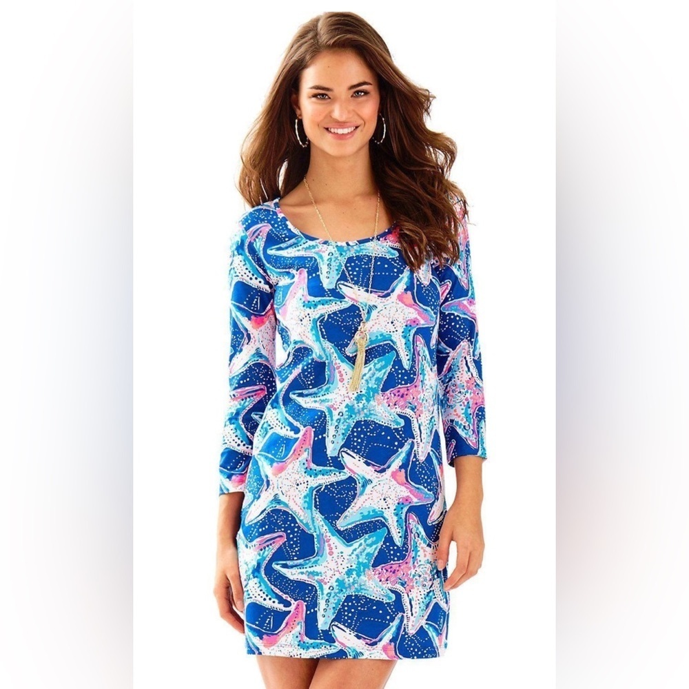Lilly Pulitzer BEACON DRESS Indigo SEA‎ STAR Struck Blue Sz L